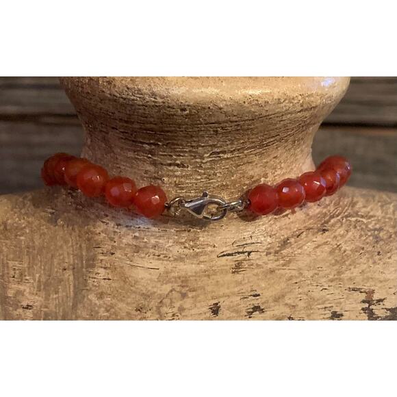 Carnelian Agate and Sterling Silver Pendant and Necklace - Picture 8 of 10